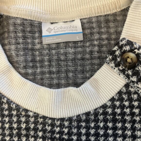 Columbia Womens Sweater Size L Chillin Houndstooth Fleece Pullover Long Sleeve - Picture 2 of 8